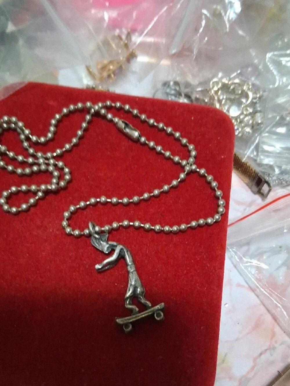Source Unknown Silver Skateboard Rider Pendant Necklace for Men